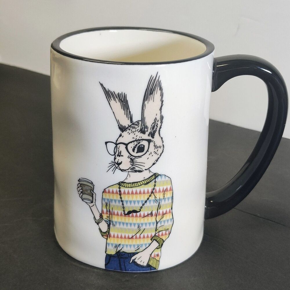Animal Hipster Bunny Coffee Mug 17.5 oz by Signature Housewares